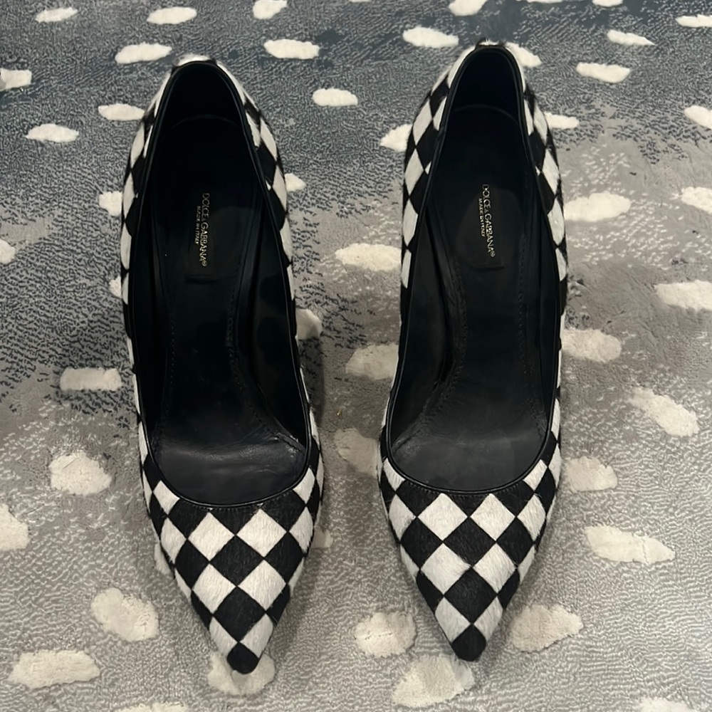 Dolce & Gabbana Black and White Checkered Heels